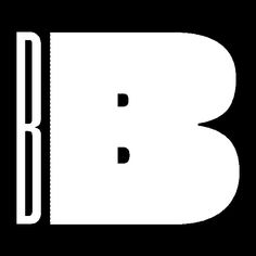 the letter b is shown in black and white, with two smaller letters on each side