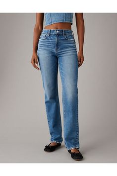 Stretch/Mid-weight structured denim with just enough stretch for everyday comfort/True jean-like fabric that holds its shape/Medium wash Best High Waisted Jeans, Fall 2024 Jeans Outfits, Women’s Pants, Jeans For Apple Shaped Women, Wide Leg Jean Outfits, New Jeans Trend, Modest Jeans, Sick Fits, True Jeans