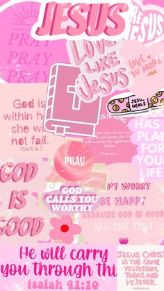 a collage of pink and purple images with the words jesus, love like jesus