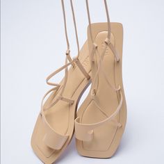 Genuine Zara New With Tag Material: Leather Upper & Straps Color: Cream, Beige Comfortable Leather Sandals. Love Straps To Give Extra Interest. Neutral Color Goes With Most Outfits. Euro Size 40 Trendy Beige Sandals With Single Toe Strap, Beige Leather Ankle Strap Lace-up Sandals, Trendy Beige Lace-up Sandals With Ankle Strap, Chic Leather Lace-up Sandals For Summer, Chic Leather Lace-up Sandals For Spring, Beige Leather Flat Heel Lace-up Sandals, Beige Leather Lace-up Sandals With Flat Heel, Trendy Cream Leather Sandals, Square Toe Lace-up Sandals For Summer