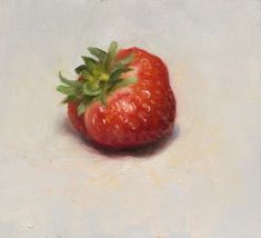 a painting of a strawberry on a white surface