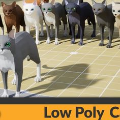 Low Poly Cats Cat Character, Mammals