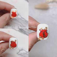 Cny Nail Art Design 2023 Rabbit, Chinese New Year Rabbit Nail Art, Chinese New Year Nails 2023, Nail Tet