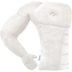 the back of a white stuffed animal with its hands on it's hips and arms stretched out