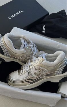 Chanel Sneakers Outfit, Chanel Shoes Outfit, Black Feminity, Jordan Shoes Men, Chanel Trainers, Channel Shoes, Women Nike Shoes, Shoes Air Max, Soft Girl Era