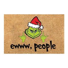 a door mat with the words eww people written in black and green on it