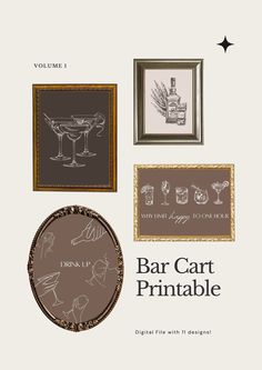 the cover of bar cart printables, vol 1 by various types of art