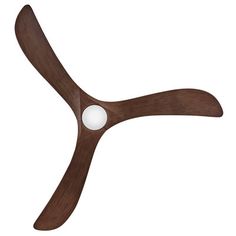 a brown ceiling fan with two white lights on it's blades and one is turned upside down