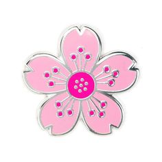 "Spring blooms. * Made with real sterling silver plating, polished hard enamel coloring, and rubber closure for secure hold * Measures 1\" wide 〰〰〰 Show off your personality with this enamel pin designed by your friends at These Are Things. Perfect for your favorite jackets, shirts, bags, hats, and more. Mix and match with our other pins and patches to create a collection as unique as you are! Check out our full assortment of pins, patches, keychains, and more at TheseAreThings.com!" Aloe Vera Lip Balm, Japanese Cherry Tree, Cherry Blossom Flower, Sakura Cherry Blossom, Cherry Blossom Flowers, Cool Pins, Silver Pin, Spring Blooms, Embroidery Ideas