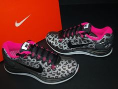 2013 Nike Wmns Lunarglide 5 V Shield Black Pink Leopard Running Shoes 615980 006 | eBay Leopard Running, Leopard Nikes, Running Shoes Nike, Pink Leopard