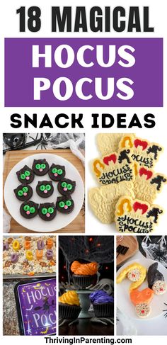 Easy and fun Hocus Pocus party food ideas for your next Halloween party or movie night. Hocus Pocus party food for adults and kids. Find some healthy options too. Hocus Pocus party dessert and snacks. Hocus Pocus Party Food Ideas, Hocus Pocus Food Ideas, Hocus Pocus Food, Hocus Pocus Party Food, Food Ideas For Parties, Party Food For Adults, Easy Halloween Party Food, Themed Snacks, Ideas For Parties