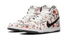 From the Cherry Blossom pack released in the spring of 2016, this version of the Nike SB Dunk High features a graphic upper printed with the blossoming flowers. Cherry Blossom Shoes, Nike Sb Dunk High Pro, Nike Skateboarding, Nike Sb Dunk High, Sb Dunk High, Nike Model, Nike Models, Nike Sb Dunk, Dunk High