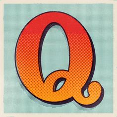 the letter q is shown in red and orange