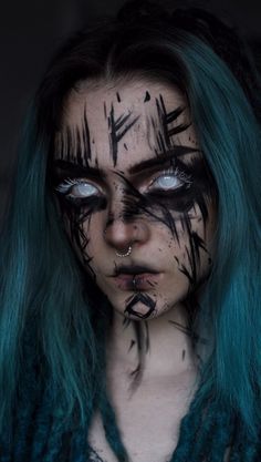 Witch Face Tattoo, Bi Panic, Witch Makeup, Witch Face, Norse Pagan, Viking Woman, Pagan Witch, Elf Makeup