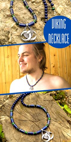 Have a look at a great viking necklace! It gives confidence to its owner! Also this mens irish necklace is perfect as a throat chakra necklace, because of healing properties of lapis stone. Choose it, if you are looking for Christmas gift for your husband, dad, brother or son!  We are pleased to present our homage the All-father and Norse God Odin. The triple Horn of Odin is a stylized emblem, it consists of three interlocked drinking horns. Romantic Gifts For Him