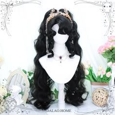 Royal Queen Lolita Style: 👑💕👸 The Princess Series Long Red Queen Lolita Wig embodies a regal and elegant design inspired by royalty. The long, flowing red hair exudes a sense of grandeur and sophistication, perfect for those who want to showcase their queen-like aura. High-Quality Synthetic Fiber: 🌟💁‍♀️👑 This wig is crafted using high-quality synthetic fibers that perfectly mimic the appearance and texture of natural hair. The soft and silky strands create a realistic effect, enhancing you Wavy Hime Haircut, Hime Haircut, Long Curly Black Hair, Haircut Ideas Trendy, Royal Hairstyles, Kawaii Wigs, Double Ponytail, Long Hair Wigs, Long Hairstyle