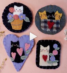 ▷Cute Cats Wool Pins Pattern PDF embroidery hand kitty brooch Etsy fabric christmas ornaments diy no sew di, fabric christmas ornaments diy felt birds, folded fabric ornaments, christmas sewing... Primitive Flowers, Flowers Felt, Diy Fall Wreath, Etsy Fabric