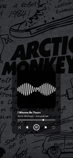 the arctic monkeys logo is shown on an iphone screen with music notes and sound waves