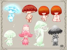 some very cute little mushrooms with big hats