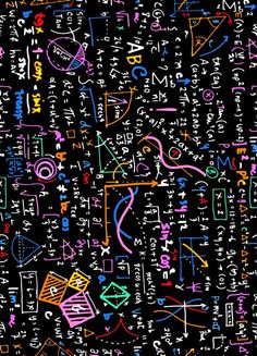 a black background with many different types of numbers and symbols on it's surface