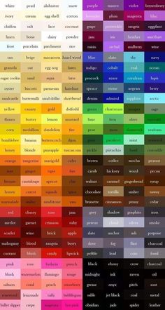 the color chart for different types of colors