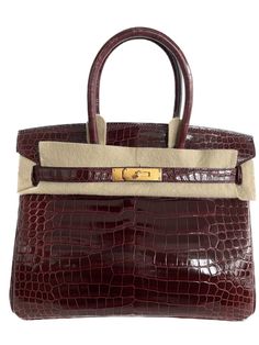 Hermès Birkin 30 Bourgogne Crocodile Porous Lisse With Gold Hardware Birkin 30, Hermes Birkin 25, Hermes Birkin 30, Birkin 25, Rose Gold Hardware, Hermes Bags, The Bag, Jewelry Companies, Gold Leather