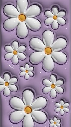 a purple background with white flowers on it