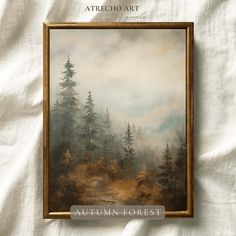 an autumn forest scene is featured in this framed art print by atecho art