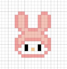 a cross stitch pattern with an image of a bunny's face in pink and white