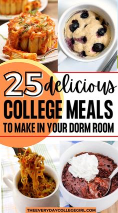 College meals to make in your dorm Dorm Recipes Microwave, Healthy Dorm Food, Microwave Recipes Dinner, Microwave Recipes Breakfast, College Dorm Food, Mug Meals