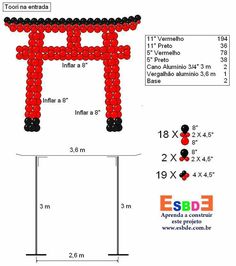 an image of a table made out of beads with measurements for the top and bottom