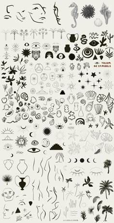 an assortment of different shapes and sizes of tattoos