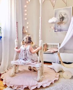 Cool Swings, Room Swing, Pink Glamour, Props Photography, Macrame Swing, Photography Indoor, Indoor Swing, Girl Bedrooms, Tree Swing