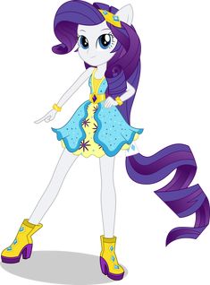 a cartoon pony with purple hair and yellow boots