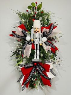 a wreath with a nutcracker on it