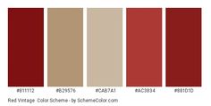 the color chart for red and brown is shown