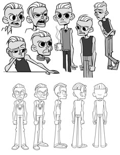 an animation character sheet for the animated movie, rick and mort from cartoons to cartoons