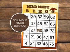 the wild west bingo game is on display