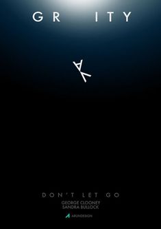 the poster for gravity and gravity, which is written in white on a black background