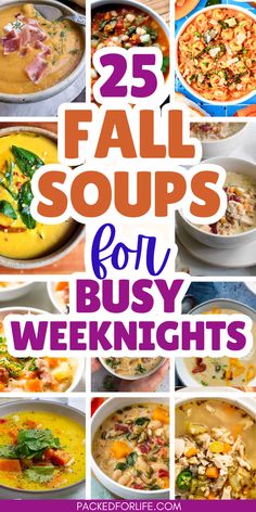 25 Fall soups for busy weeknights. 11 photos of fall soups from butternut squash to chicken soups, tortellini soup, bacon and potato, and mediterranean bean soups. Soup Recipes Hearty, Easy Dinner Ideas For Family, Cozy Soup Recipes, Cheap And Easy Dinner Ideas, Fall Casseroles