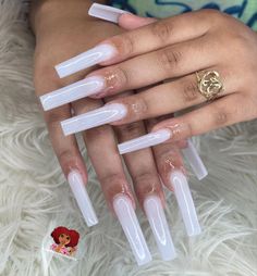 Plain Long Nails, Medium Long Acrylic Nails, Long White Acrylic Nails, Nut White Nails, White Long Nails, Long White Nails, S Nails, Tapered Square Nails