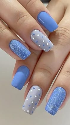 Elegant Touch Nails, Manicure Nail Designs, Art 2024, Fancy Nails Designs, Work Nails, Pretty Nail Art Designs, Dots Nails, Cute Gel Nails, Blue Nail