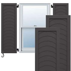 three different types of doors and windows with the same design on each door, one in grey