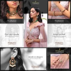 the website for jewelry stores is displayed with images and text on it, as well as an image of a woman's hand