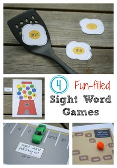 the four different sight word games are shown