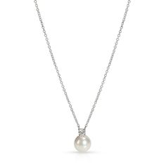 Tiffany Signature Pearl & Diamond Necklace In 18k White Gold Tiffany &Amp; Co. Tiffany And Co Pearl Necklace, Classic White Evening Necklaces, Classic White Evening Necklace, Classic White Necklace For Evening, Tiffany And Co Pearl, Tiffany Pearl Necklace, Tiffany Hardware, Tiffany Pearls, Pearl Diamond Necklace