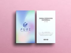 a business card mockup on a pink background