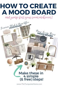 a poster with the words how to create a mood board and other things in it