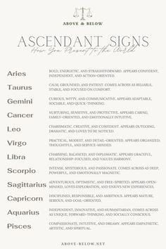 Astrological chart showcasing how each Rising Sign influences first impressions and appearance. Rising Sign Meaning, Capricorn Ascendant, Rising Scorpio, Libra Relationships, Your Rising Sign, Ascendant Sign, Rising Signs