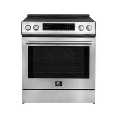 a stainless steel oven with the door open and two burners on it's side